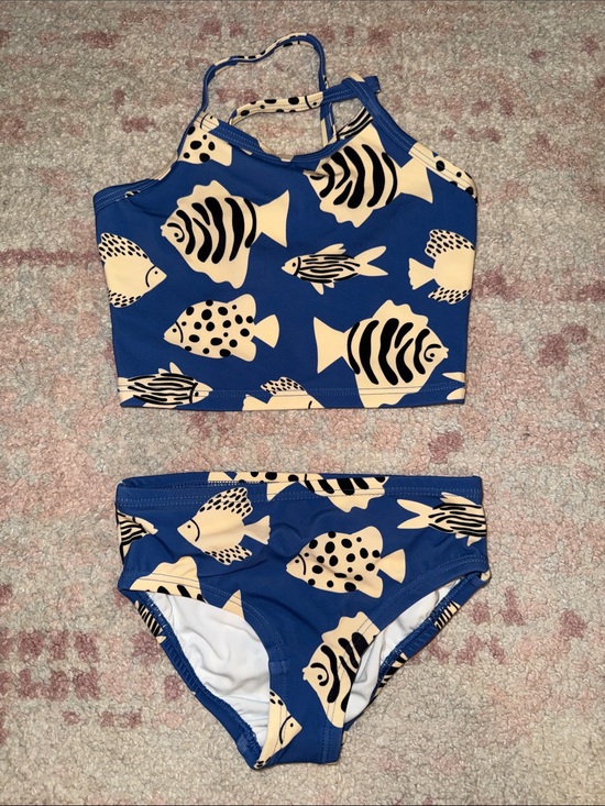 Hanna Andersson Other - Hanna Andersson Blue and Cream Fish-Print Two-Piece Swim Set - Size 4 NWOT
